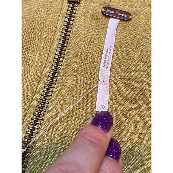 FREE PEOPLE Olive Green Linen Sleeveless Zip-Front‎ Crop Top Size 10 NWT $148.00 - Picture 4 of 7